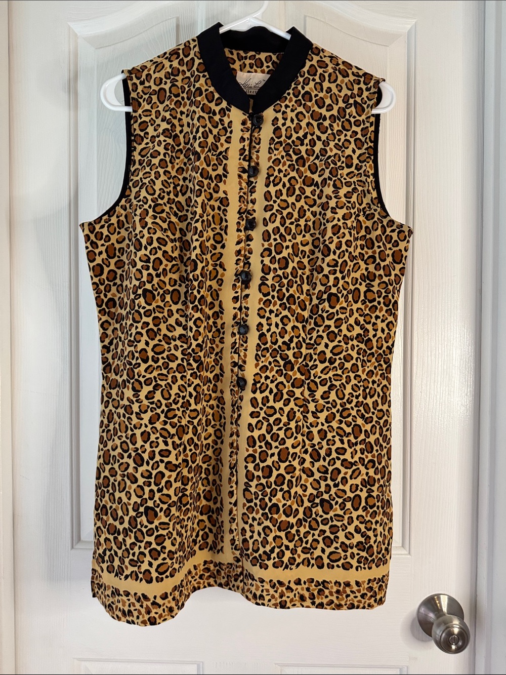 Kathie Lee Collection Leopard Print Sleeveless Tunic - Black Trim